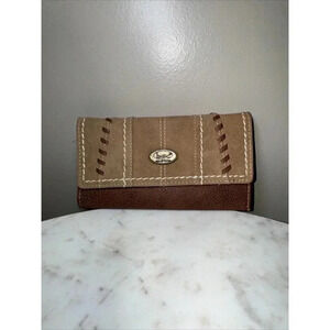 BOC Born Concept Tri-Fold Wallet W/ Double Snap Brown And Tan